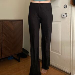 Zara Satin Effect Flowy Pants Straight Leg Size Small Black